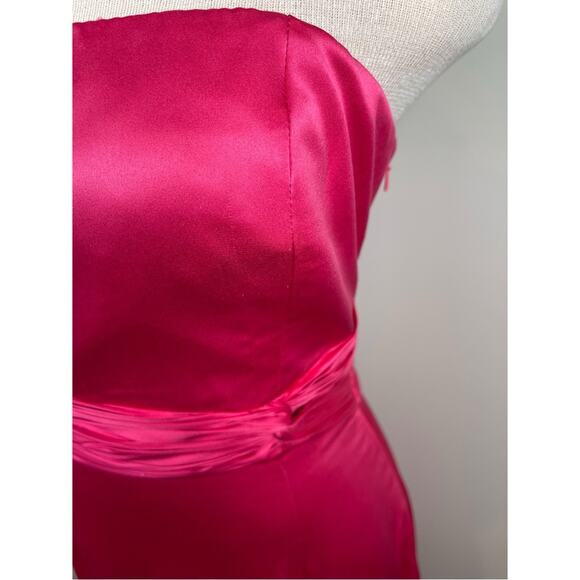 Amur Milly Pleated Strapless Ruched Pink Cabaret Midi Dress Size 4 - Picture 5 of 10